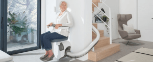 lady on curved stairlift header